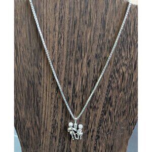 Monet Gemini Zodiac Pendant Necklace Silver Tone 16" I Two Figures
